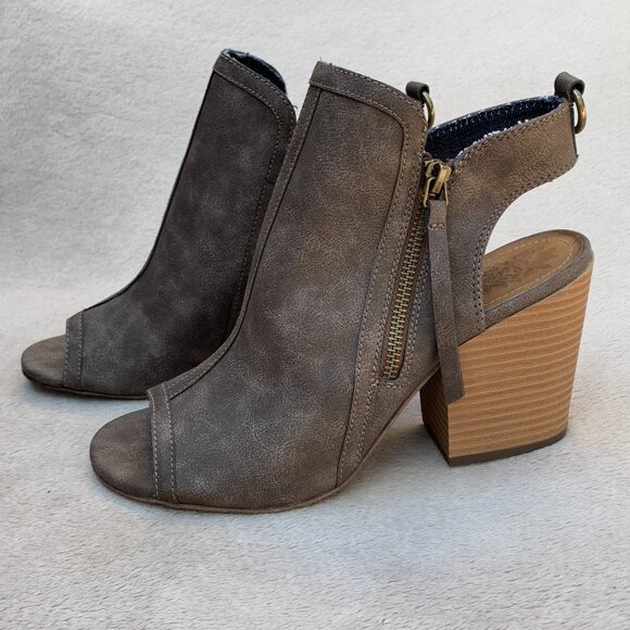 Sugar Papids Brown Hooded Slingback Block Heel Peeptoe Booties - Picture 1 of 14